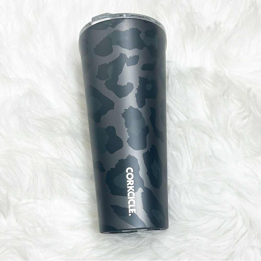 NWT Corkcicle insulated tumbler metal leopard animal print 24 oz.